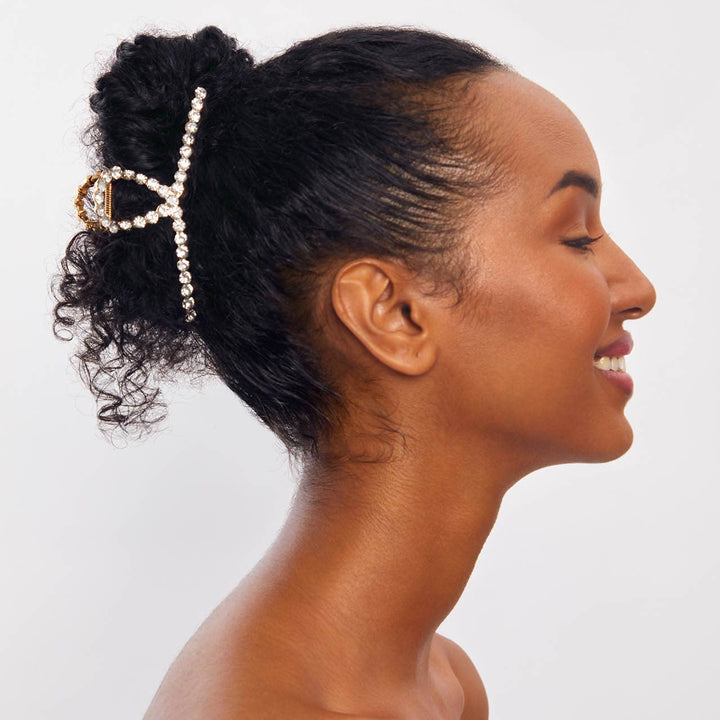 Metal Rhinestone Loop Claw Clip 1pc – Gold