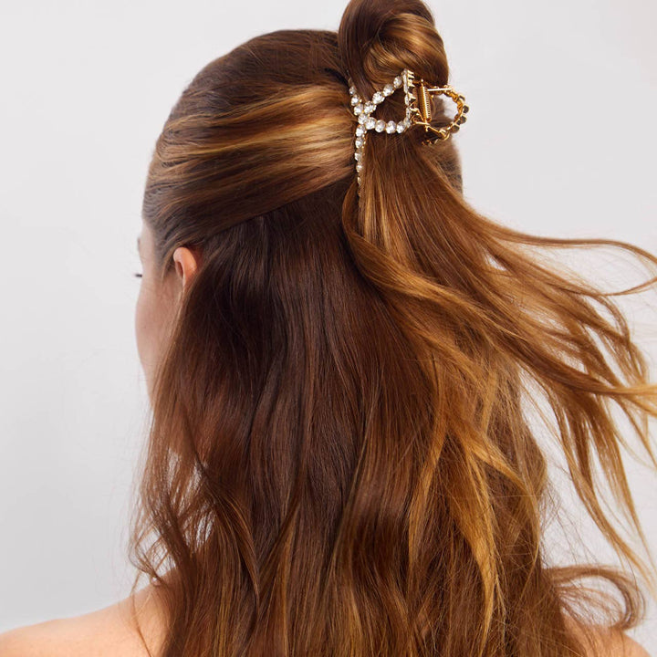 Metal Rhinestone Loop Claw Clip 1pc – Gold