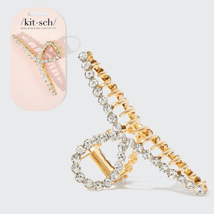 Metal Rhinestone Loop Claw Clip 1pc – Gold